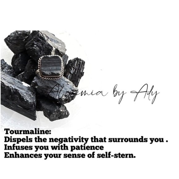 Raw black tourmaline nugget dainty gold adjustable bracelet/protection stone/ - Picture 5 of 9